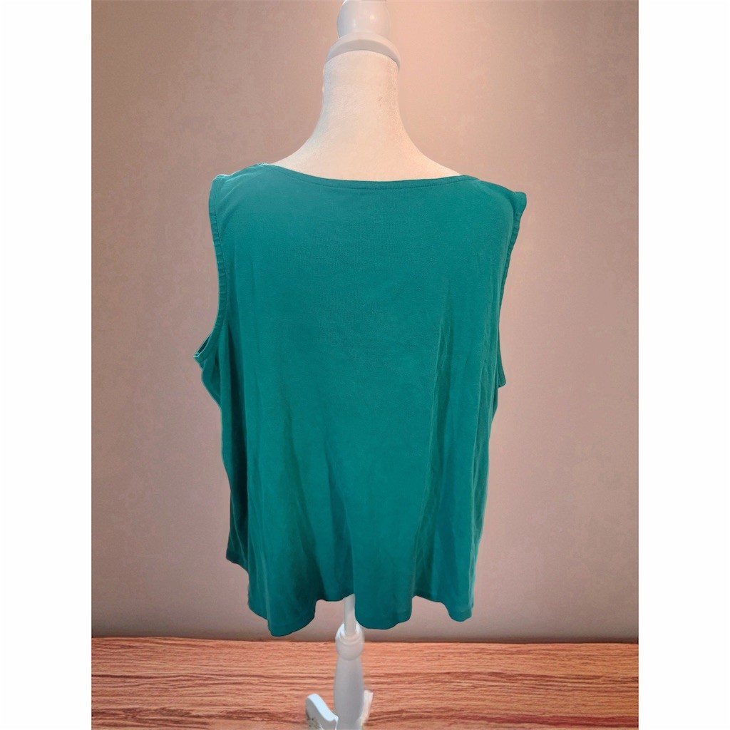 White Stag Tank Top Womens 2xl Teal Blue Sleeveless Knit Lace Scoop Neck — image 4 of 4